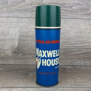 Vintage Maxwell House Coffee Thermos Blue w/ Lid & Cup Made in USA